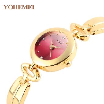 YOHEMEI Casual Ladies Watch Quartz Watch Top Luxury Brand Alloy Strap Ultra-thin Ms. Multi-color Dial Gold Table 0181 - Red - intl  