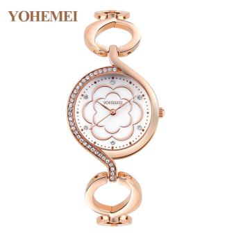 YOHEMEI Fashion Ladies Watches Flowers Dial Bracelet Watch Elegant Quartz Watch for Women 0163 - White - intl  