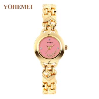 YOHEMEI Fashion Woman Watch Casual Alloy Strap Bracelet Quartz S Ladies Wrist Watches 0178 - Pink - intl  