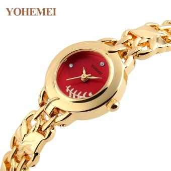 YOHEMEI Fashion Woman Watch Casual Alloy Strap Bracelet Quartz S Ladies Wrist Watches 0178 - Red - intl  