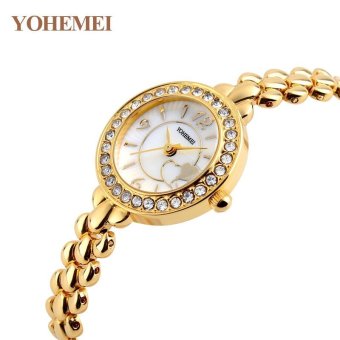 YOHEMEI Fashion Women's Watches Rhinestones Metal Bracelet Strap Watch Waterproof Quartz Watch 0183 - White - intl  