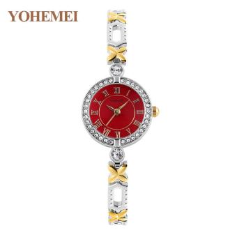 YOHEMEI Ladies Fashion Elegant Bracelet Quartz Watch Women's Classic Diamond Bracelet Watch - Red - intl  