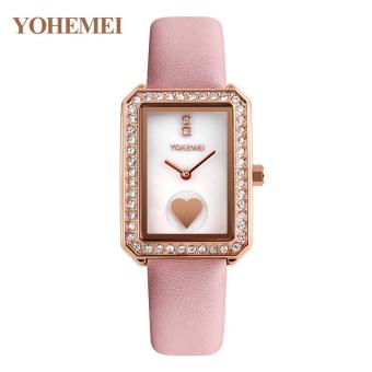 YOHEMEI New Brand Fashion Luxury Quartz Watch Women Leather Strap Casual Ladies Bracelet Wristwatches - Pink - intl  