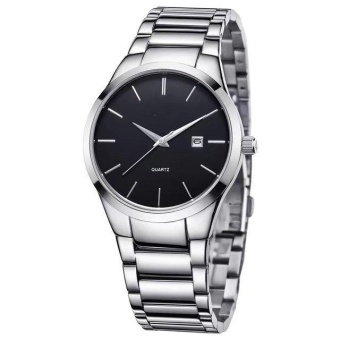 Yumite Business Watches Quartz Watch Men's Watches Watches Watches Men's Fashion Watches Silver Straps Black Dials - intl  