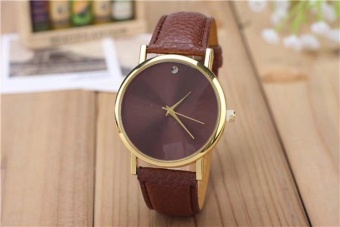 Yumite Hot Fashion Geneva Fashionable Male Female Student Belt Couple Table Simple Hollow Men's Watch Brown Strap Brown Dial - intl  