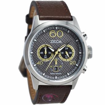 Zeca Z09883 Chronograph Jam Tangan Pria Leather Strap (Cokelat Tua)  