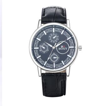 ZUNCLE Men Casual Leather Band Quartz Wrist Watch (Black)  