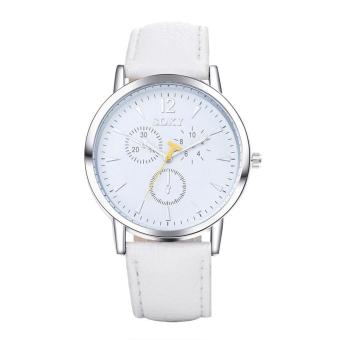 ZUNCLE Men Three Dial Leather Wrist Watch (White)  
