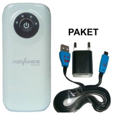 Advance Power Bank PB101-5800 MAH - Putih + Paket Smiley Hitam
