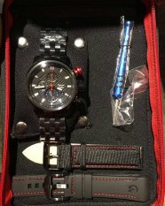 Alexandre Christie 6163 BLACK - Jam tangan Pria - Stainless Stell Strap - HITAM