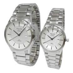 Alexandre Christie 8477LMDBSSSL Classic Steel Series Jam Tangan Couple - Silver
