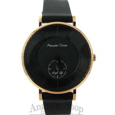 Alexandre Christie Ac8484 - Jam Tangan Fashion Pria Elegant - Fiture Simple Analog - Frame Gold - Strap Leather (Black)
