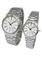 Alexandre Christie Classic Steel Couple Series 8448LMDBSSSL Jam Tangan Pasangan Silver