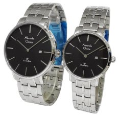Alexandre Christie Classic Steel Couple Series 8495LMDBSSBA Silver Jam Tangan Pasangan