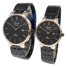 Alexandre Christie Classic Steel Series 8495LMDBBRBA Jam Tangan Couple - Black Rose Gold