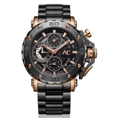 Alexandre Christie Jam Tangan Exclusive Pria Chronograf Aktif stainless steel - Black-Rose Gold
