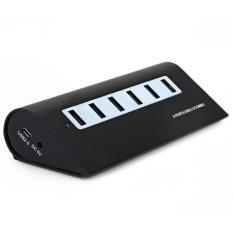 Aluminum Alloy Casing 6 Ports USB2.0 Charging Hub TF SD Card Reader for PC Laptop Mobile Phone (BLACK) - Intl
