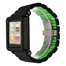 Aluminum LunaTik LYNK Multi-Touch Wrist Watch Band for iPod Nano 6th generation Black-green (Intl)
