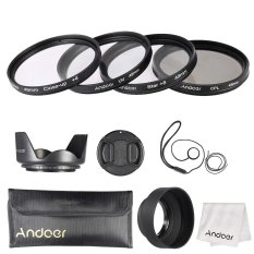 Andoer 49mm Lens Filter Kit (UV + CPL + Star+8 + Close-up+4 ) with Lens Cap + Lens Cap Holder + Tulip & Rubber Lens Hoods + Cleaning Cloth Outdoorfree (Intl)