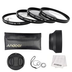 Andoer 52mm Close-up Macro Lens Filter Set(+ 1 +2 +4 +10) with Lens Accessories(Lens Pouch/Collapsible Lens Hood/Lens Cap/Lens Cap Holder/Cleaning Cloth) - Intl
