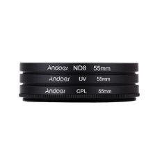 Andoer 55mm UV+CPL+ND8 Circular Filter Kit Circular Polarizer Filter ND8 Neutral Density Filter with Bag for Nikon Canon Pentax Sony DSLR Camera (Intl)