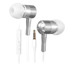 Audew 3.5mm Super Bass Stereo Headphone Earphone Headset For iPhone Samsung LG MP3 Silver(INTL)