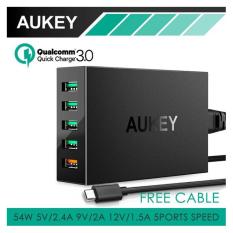 AUKEY 54W 5 Port USB Desktop Wall Charger Compatible with Qualcomm Quick Charge 3.0 (EU) - Intl