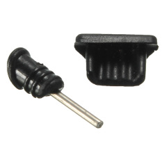 Autoleader 3.5mm Earphone Jack Micro USB Cell Phone Port Plug Cover Cap Anti-Dust Protector (Black) (Intl)