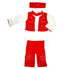 Baby Talk Baju Koko Rompi 4in1 Baju Setelan Muslim Anak Laki - Laki - Merah