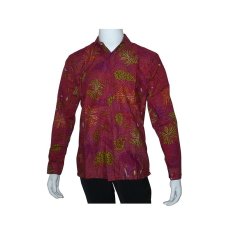 Batik Solo BO12008 Kemeja Batik Pria Lengan Panjang motif Daun - Maroon