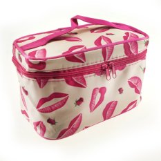 Best Cosmetic Bag Pouch Segiempat Organizer Pouch Tas Alat Kosmetik Make Up - Cream Kiss
