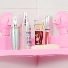 Best Rak Segitiga Organizer Kamar Mandi/ Dapur/ Tempat Bumbu Organizer Sudut 02 - Pink Muda