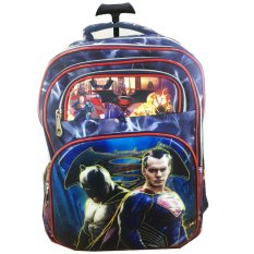 BGC 6 Dimensi Bantalan Punggung Batman Vs Superman 5 Kantung Tas Troley Anak SD IMPORT - Black Kombinasi