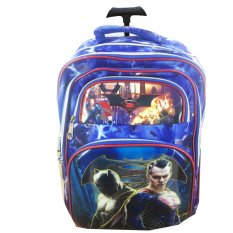 BGC 6 Dimensi Bantalan Punggung Batman Vs Superman 5 Kantung Tas Troley Anak SD IMPORT - Blue Kombinasi