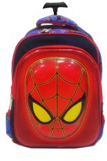BGC 6 Dimensi Lapisan Anti Gores Marvel Spiderman Muka Timbul Import Hard Cover Tas Troley Anak Sekolah SD - Blue Red