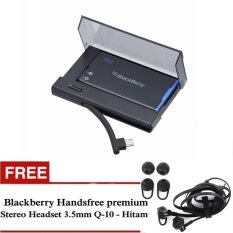 Blackberry Baterai N-X1 Extra Dekstop Charger Bundle Blackberry Q10 + Free Handsfree - Hitam