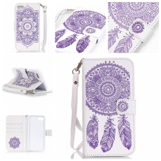 Bling Dream Catcher PU Leather Case Flip Stand Cover for Apple iPhone 7 (White+Purple) (Intl) - Intl