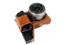 Bottom Opening Version Protective PU Leather Half Camera Case Bag Cover with Tripod Design for Sony ILCE6300 a6300 Camera with Hand Strap (Brown) (Intl)