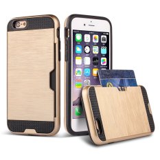 Brushed Metal Texture Slim Fit Drop Protection Hard Polycarbonate and Flexible TPU Dual Layer Case Cover for iPhone 6 Plus (Gold)- Intl