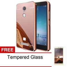 Calandiva Xiaomi Redmi Note 3 Mirror Backcase with Metal Bumper - Rose Gold + Gratis Tempered Glass