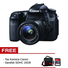 Canon DSLR EOS 70D 18-55mm STM Wi-Fi + Tas Kamera Canon + Memory Sandisk 16 GB