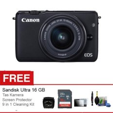 Canon Eos M10 Kit 15-45mm - 18mp - Hitam + Gratis Aksessories Kamera