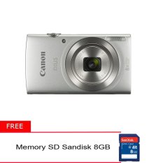 Canon IXUS 175 - 20MP - 8x Optical Zoom - Abu-Abu + Gratis Memory 8GB