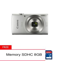 Canon IXUS 175 - 20MP - 8x Optical Zoom - Silver + Gratis Memory 8GB