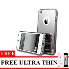 Case For Iphone 5 / 5S / 5SE Bumper Chrome With Backcase Mirror Slide - Hitam + Gratis Ultrathin