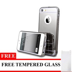 Case Mirror Aluminium Bumper For Iphone 5C - Hitam + Gratis Tempered Glass