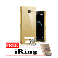 Case Smartfren Andromax A Bumper Mirror Slide Gold + Free iRing