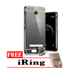 Case Smartfren Andromax A Bumper Mirror Slide Hitam + Free iRing