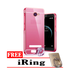 Case Smartfren Andromax A Bumper Mirror Slide Rose Gold + Free iRing