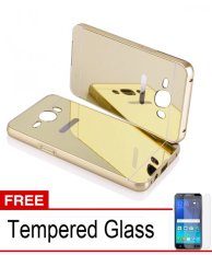Casing Metal Bumper Mirror for Samsung Galaxy J1 Ace - Gold + Free Tempere Glass